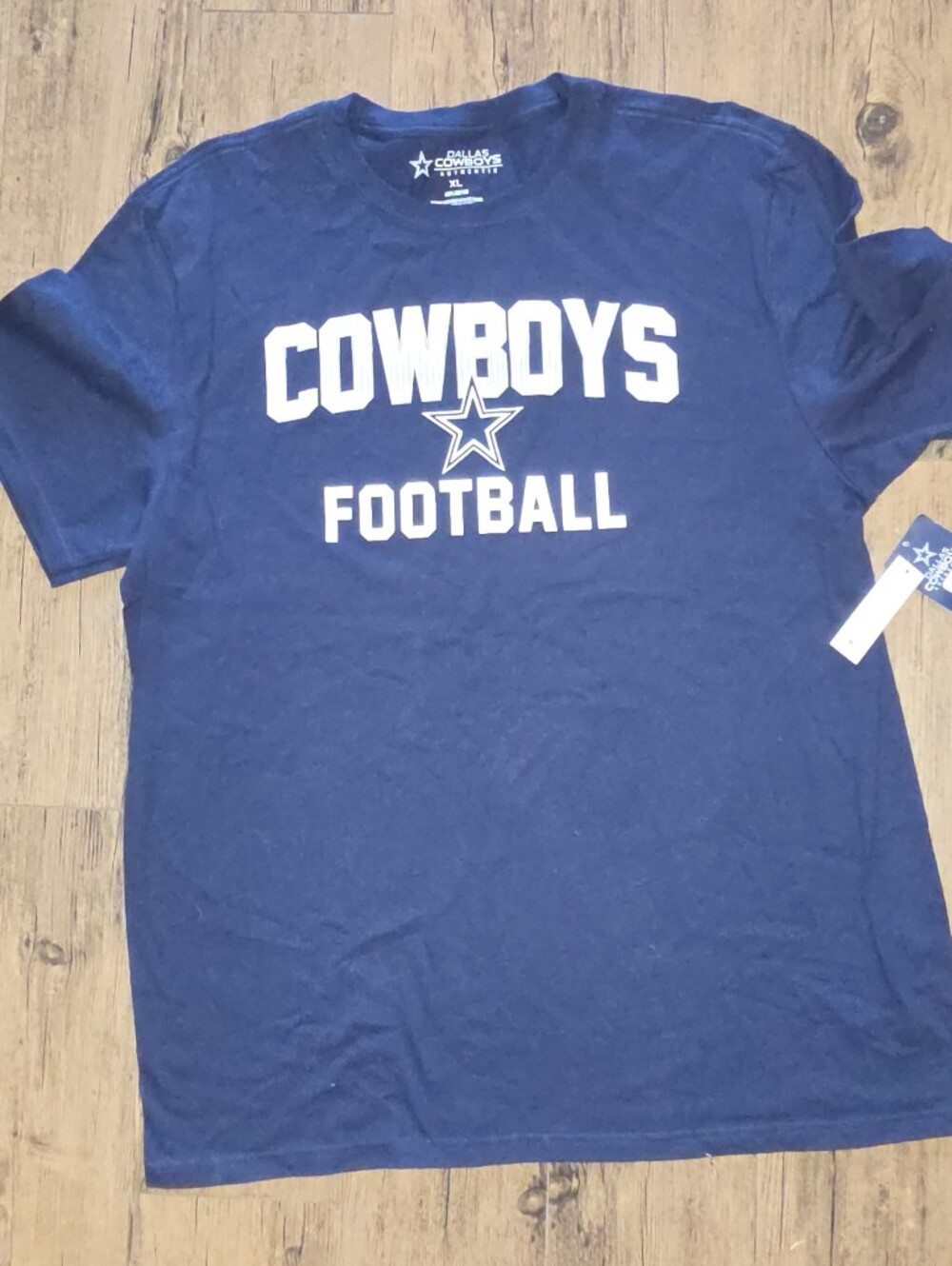 NFL Dallas Cowboys Navy Blue Short Sleeve Tee with White Team Graphic
